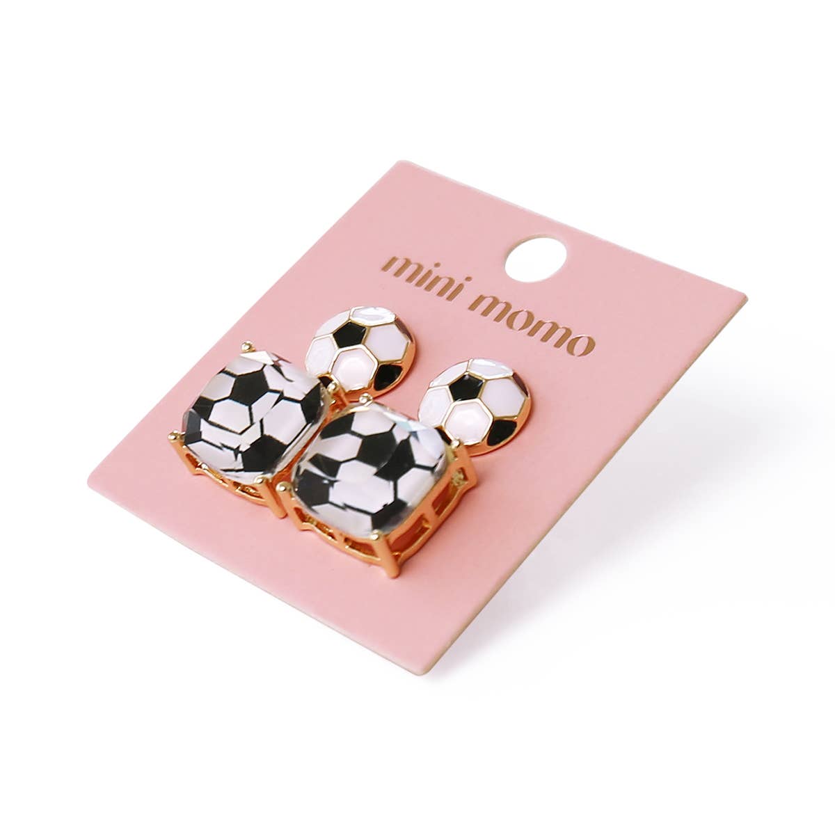 Loven x Mini Momo - Wholesale Jewelry Set - Sports Earrings Game Day Cushion Square Studs Set - Soccer3