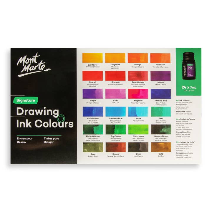 Mont Marte Usa, Inc. - Wholesale Ink Pad - Drawing Ink Colors Signature 24pc x 7ml (0.24 US fl.oz)4
