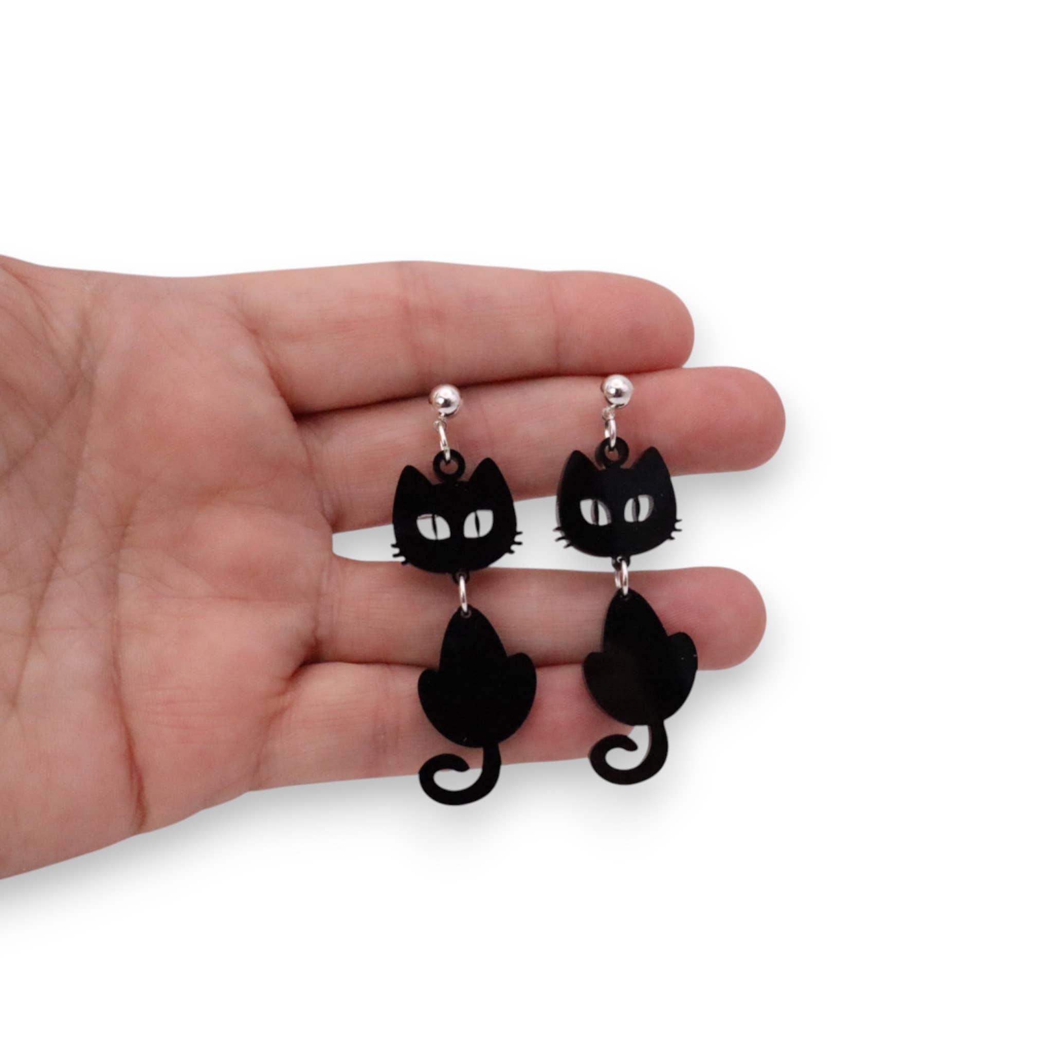 Fish Towne Designs, LLC - Wholesale Dangle Earrings - Spooky Black Cat Halloween Acrylic Earrings5