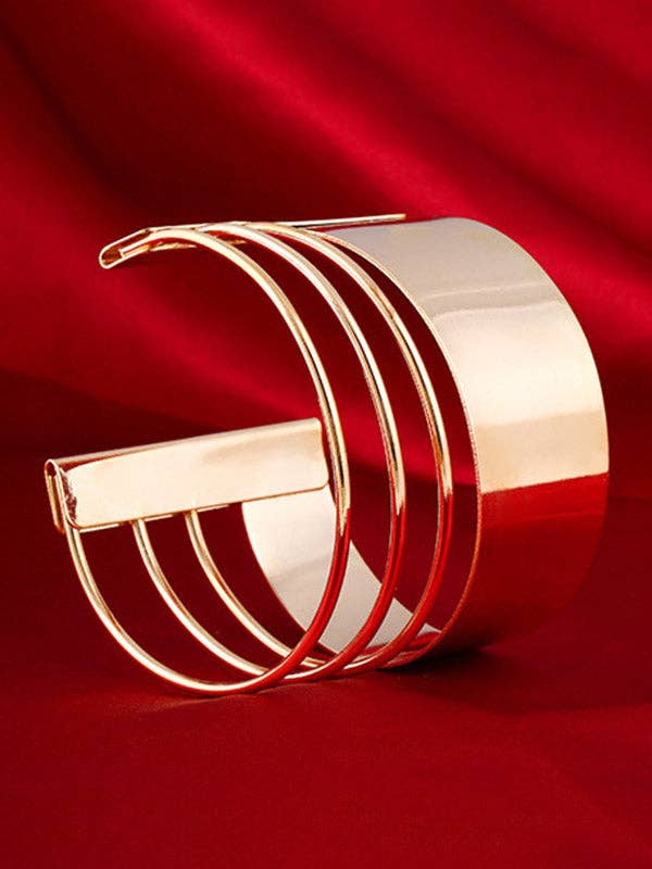 Sheer Trend - Vente Bracelet manchette - Accessoires de bracelet géométrique creux de couleur unie8