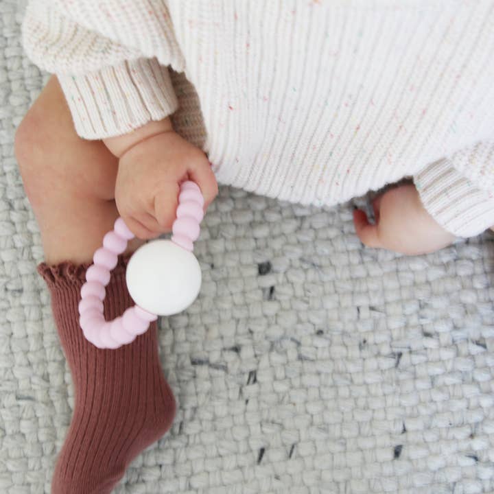 Bella Buttercup - Wholesale Handheld rattle – Baby - Shake It Silicone Rattle - Pink1