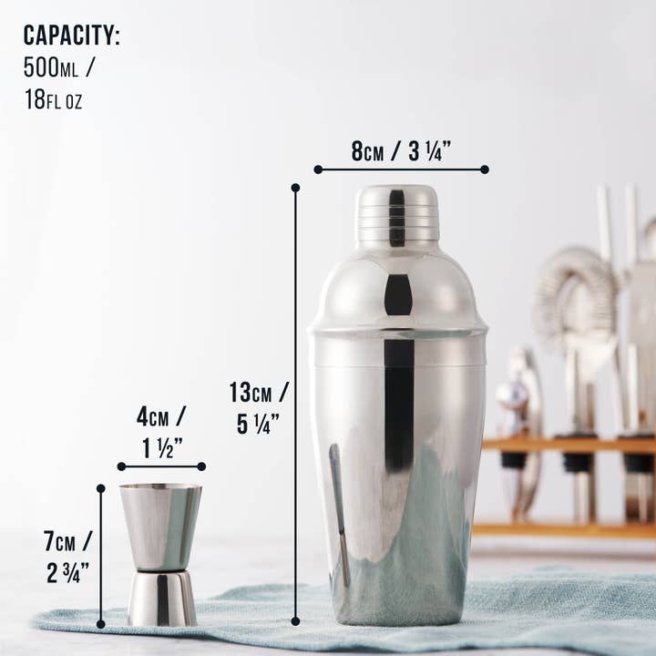 Oak & Steel - Wholesale Bar Tool - 13 Pcs Silver Cocktail Set