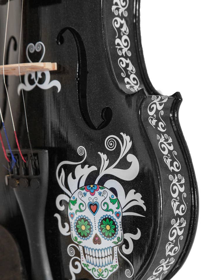 Tenue de violon Mariachi Sugar Skull pour la vente par Rozanna's Violin