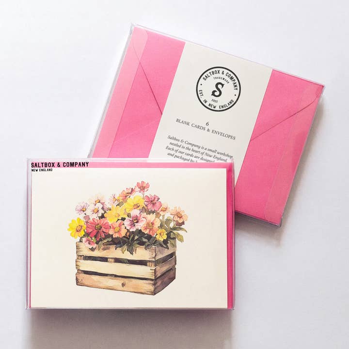Wildflower Crate - Box of 6 Note Cards for wholesale by Saltbox & Company