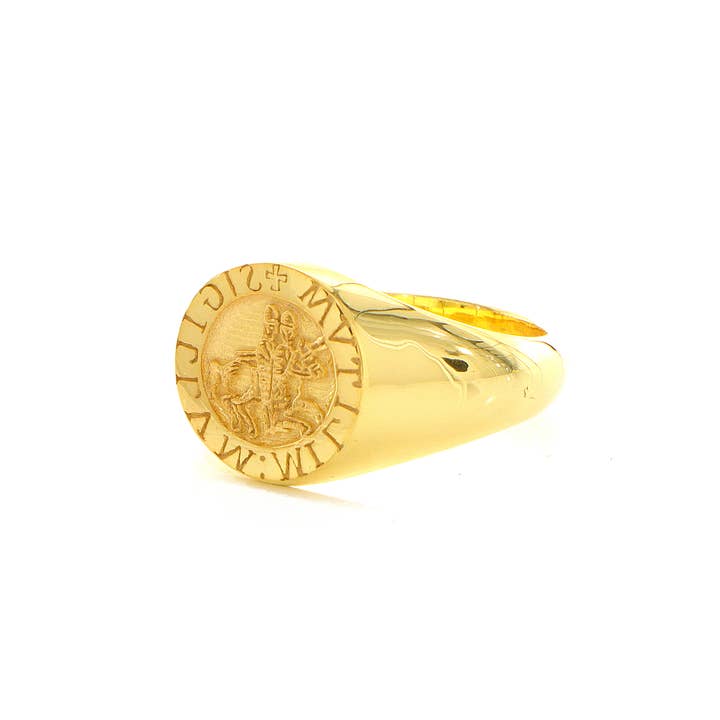 Magic Hands Jewelry – wholesale Signet ring – Knights Templar Wax Seal Signet Ring, 14k Solid Yellow Gold