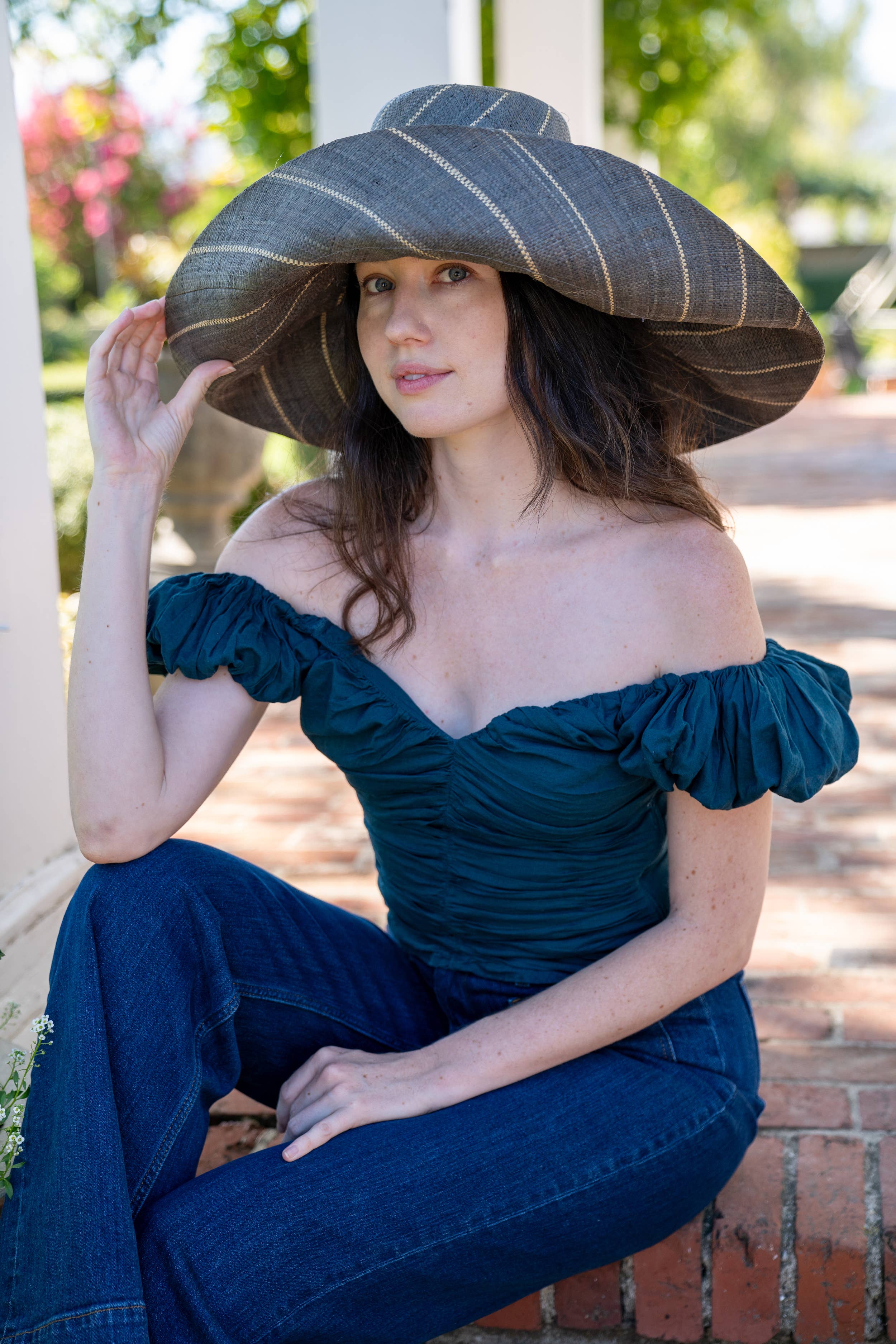 Shebobo - Wholesale Straw Hat - Women's - Monica 5" & 7" Wide Brim Pinstripe Packable Straw Sun Hats24