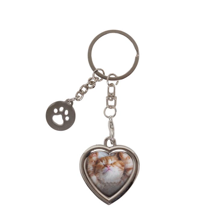 Heart Keychain with Paw Charm, Silver for wholesale by Pearhead