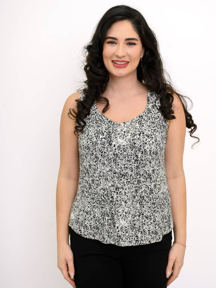 Ritzy Tank, BW Rosette, Bamboo per la vendita all'ingrosso da parte di Blue Sky Clothing Co LLC