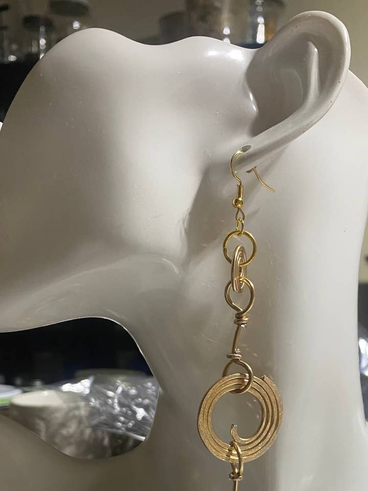 Spiral Circle Drop Earrings for wholesale by Angela Catirina Jones