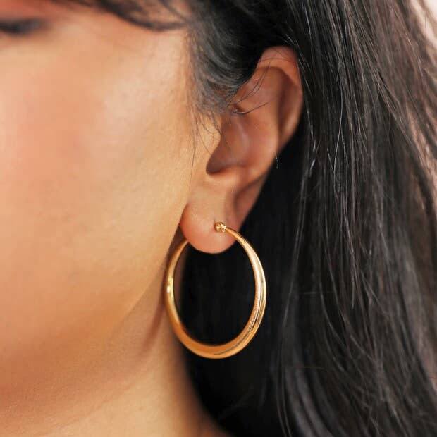 Lisa Angel - Wholesale Hoop Earrings - Gold Stainless Steel Large Chunky Hoops1