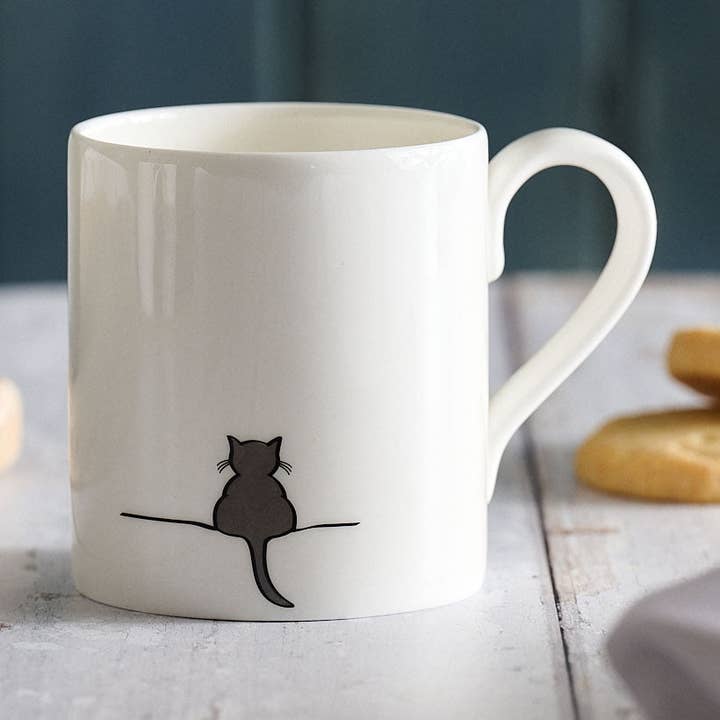 Crouching Cat Mug for wholesale by Jin Designs