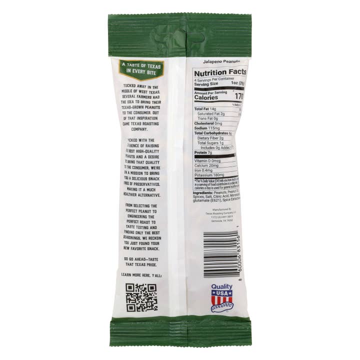Texas Roasting Company - Wholesale Nuts - Jalepeno Peanuts 4oz (Box of 12)1