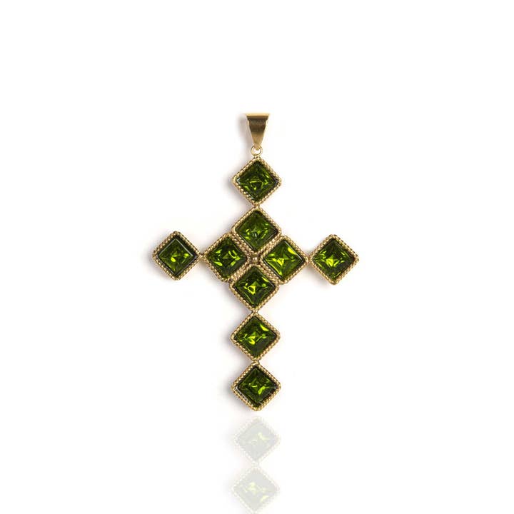 Croix de Brigid de Kildare Charme Terre Olivine - Or pour la vente par VSA Designs Inc.