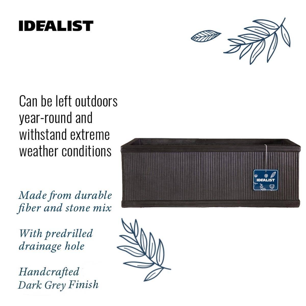 Idealist Lite Fibrestone Planters – wholesale Planter box – IDEALIST Vertical Ribbed Vintage Style Window Box6