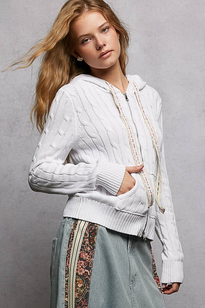 Pol Clothing - Wholesale Hoodie - Women's - Full Sleeve Solid Acrylic Sweater Hoodie Zip Up Knit Top22