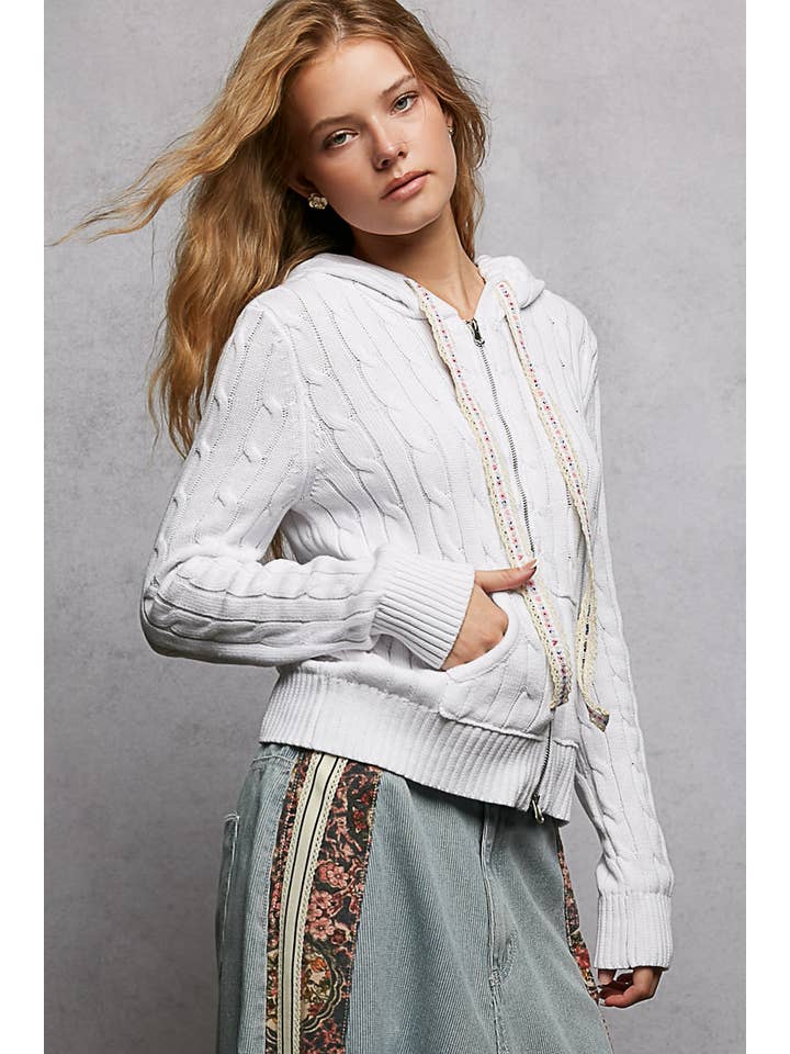 Pol Clothing - Wholesale Hoodie - Women's - Full Sleeve Solid Acrylic Sweater Hoodie Zip Up Knit Top22