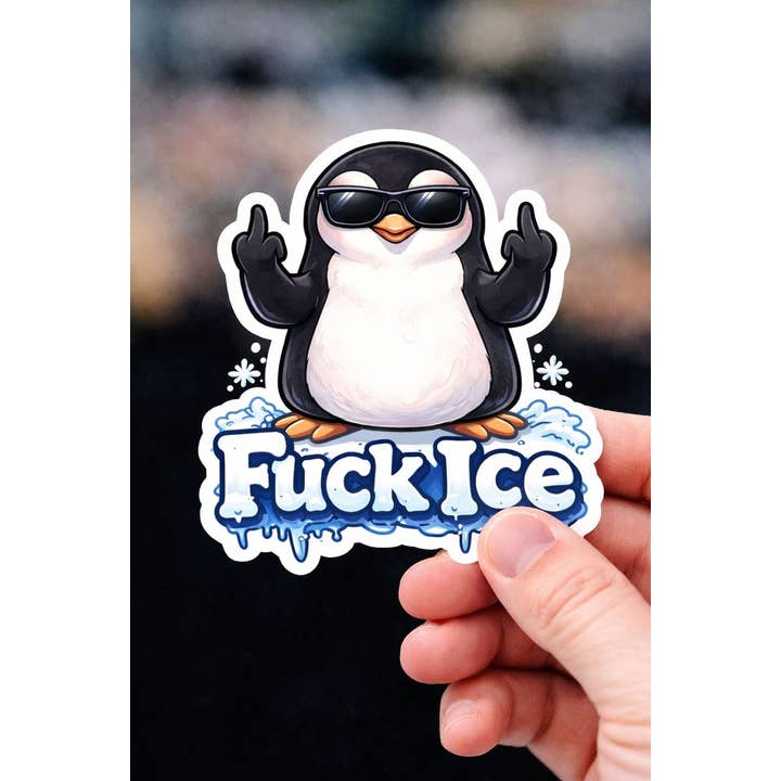 F ICE Penguin Waterproof Sticker for wholesale by Buffalovely