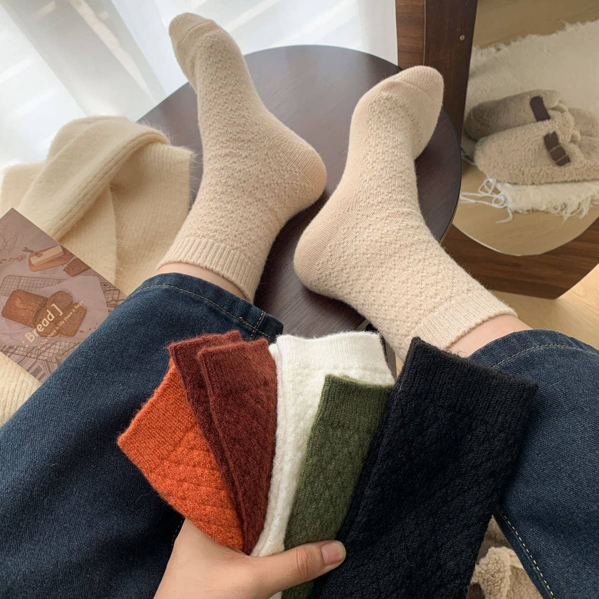 ACCITY - Wholesale Socks - Women's - Plaid Plush Socks Women Winter Thick Warm Cozy_CWMS028689