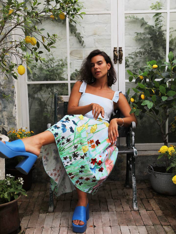 Frank & Dollys - Wholesale Dress – Women's - Flora Midi - Sky2