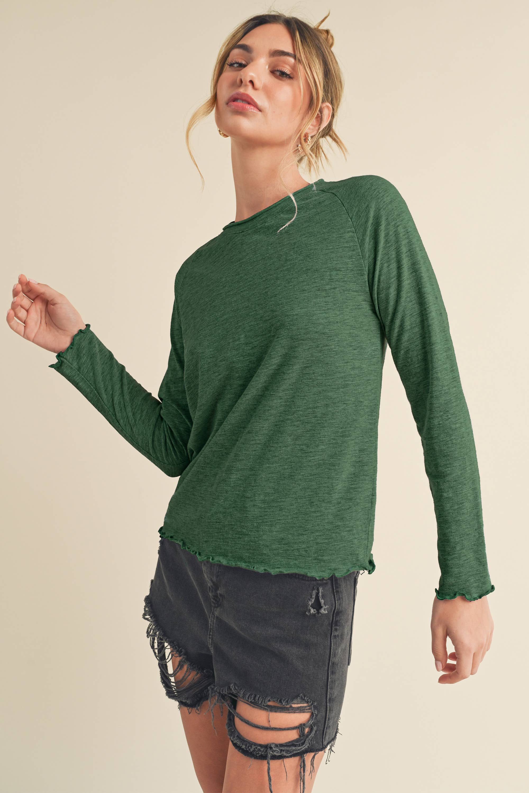 AEMI + CO - Wholesale T-Shirt - Women's - 8288DN Gwen Baby Long Sleeve Top24