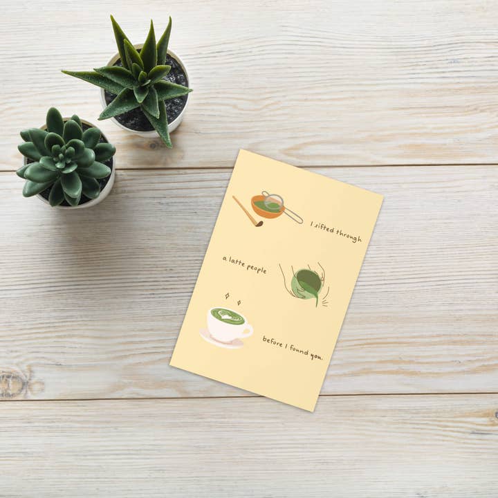 Cute Asian Cards - Wholesale Birthday Card - Sifted a Latte People | Japanese Green Tea Birthday Asian GreetingCard5