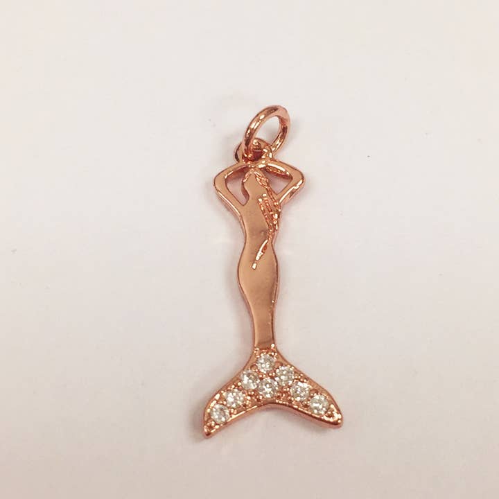 The Bead Bazaar - Wholesale Individual Charm/Pendant - Rose Gold Dainty Little Mermaid Charm For Necklace, Rose Gol