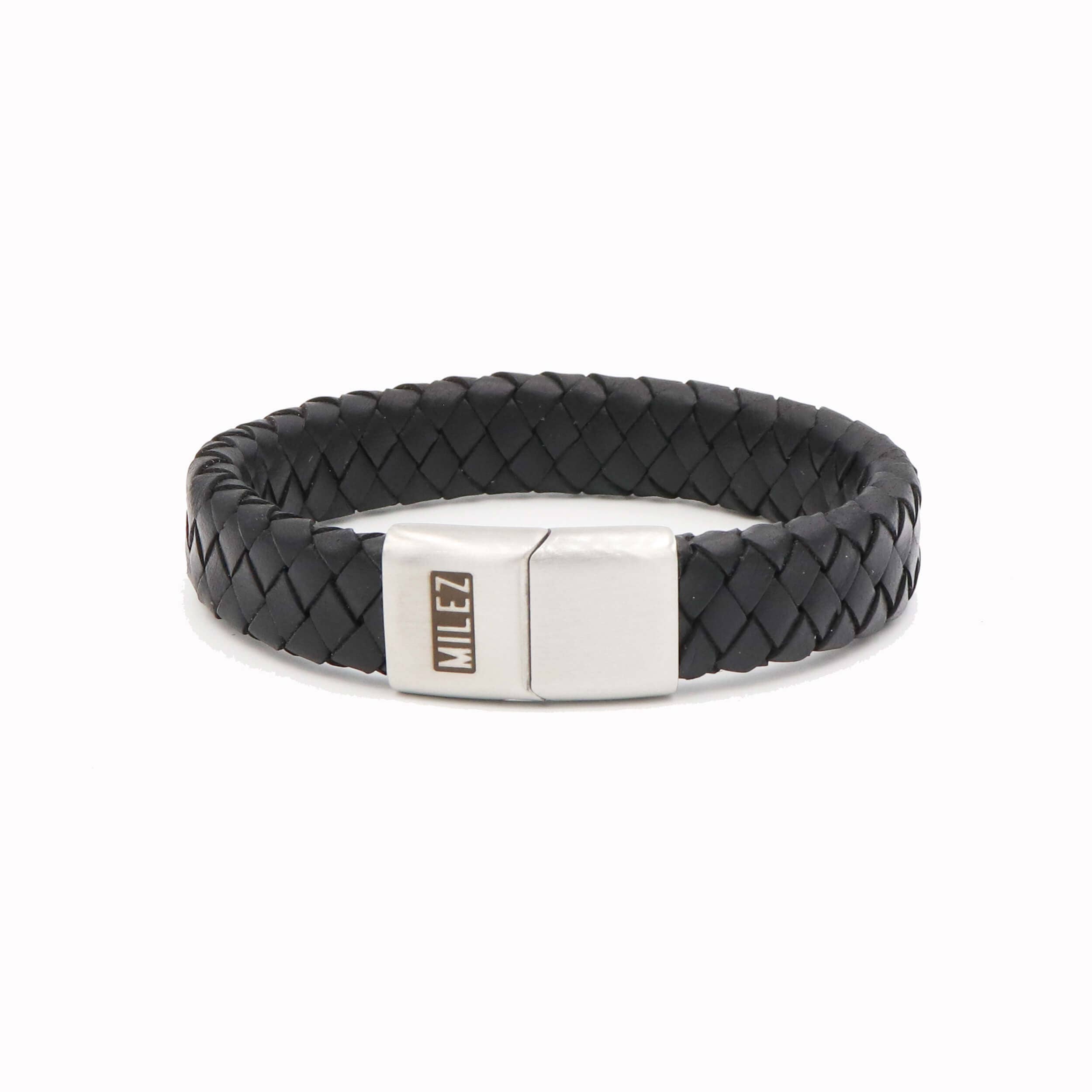 Sterling Silver Wahoo Black Leather Bracelet