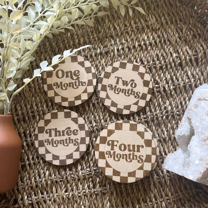 Checkered Milestone Card Set for wholesale by Luna + Mar Baby Co