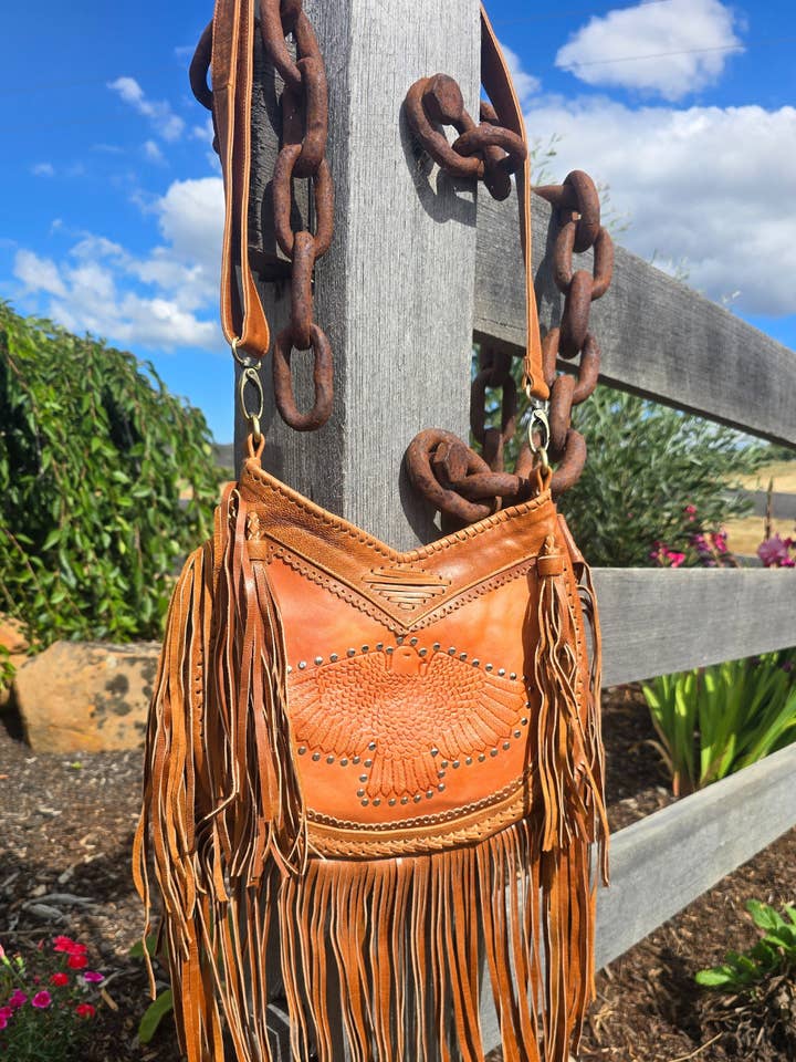 Wilderness Eagle Leather Bag - Tan for wholesale by Celestial Gypsy