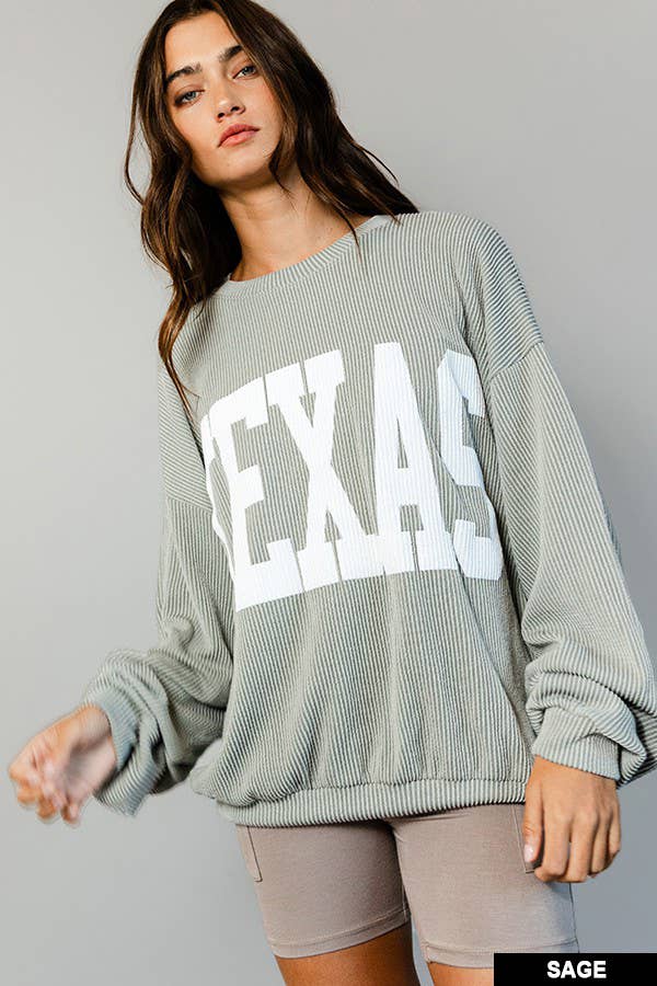 BUCKETLIST INC - Wholesale Graphic Sweatshirt - Women's - T1770 -'Texas' Comfy Graphic Sweatshirt, Gameday16