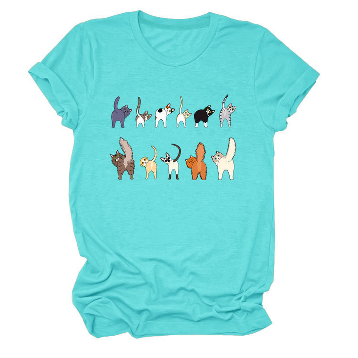 ACCITY - Wholesale T-Shirt (Graphic) - Unisex - Cute Cat Graphic Tee – 11 Cats Turn Around_CWTTS14958