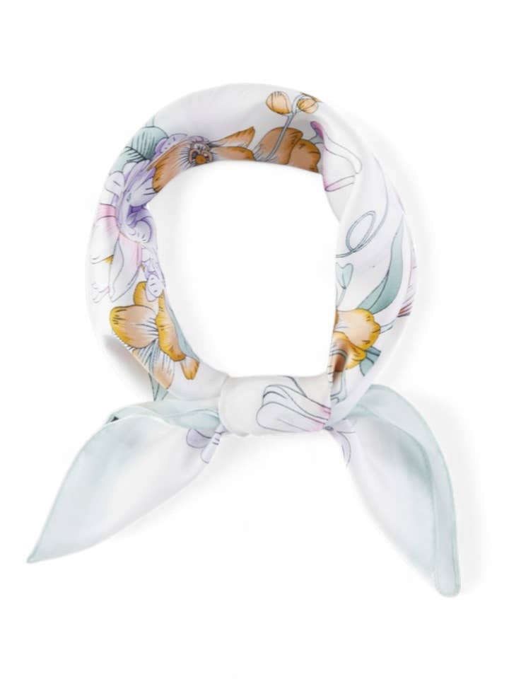 Mixad blommig tryckt silkesfyrkantig scarf för wholesale av Artini Accessories