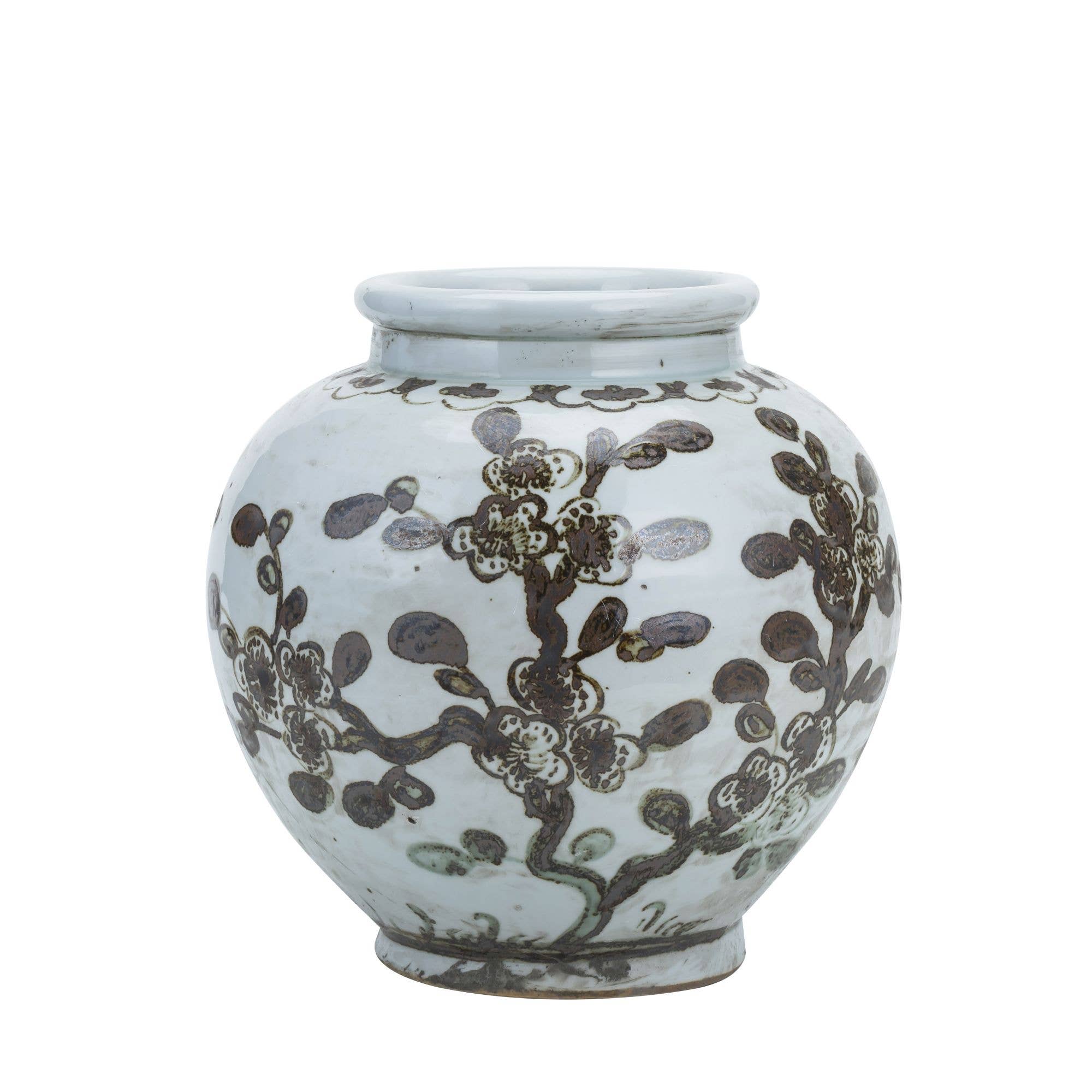 Legend Accents - Wholesale Decorative Jar - Rusty Brown Small Jar Plum Blossom0