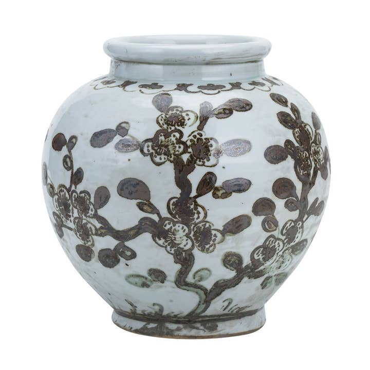 Legend Accents - Wholesale Decorative Jar - Rusty Brown Small Jar Plum Blossom0