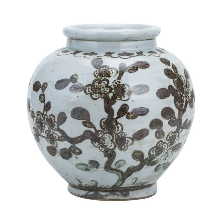 Legend Accents - Wholesale Decorative Jar - Rusty Brown Small Jar Plum Blossom0
