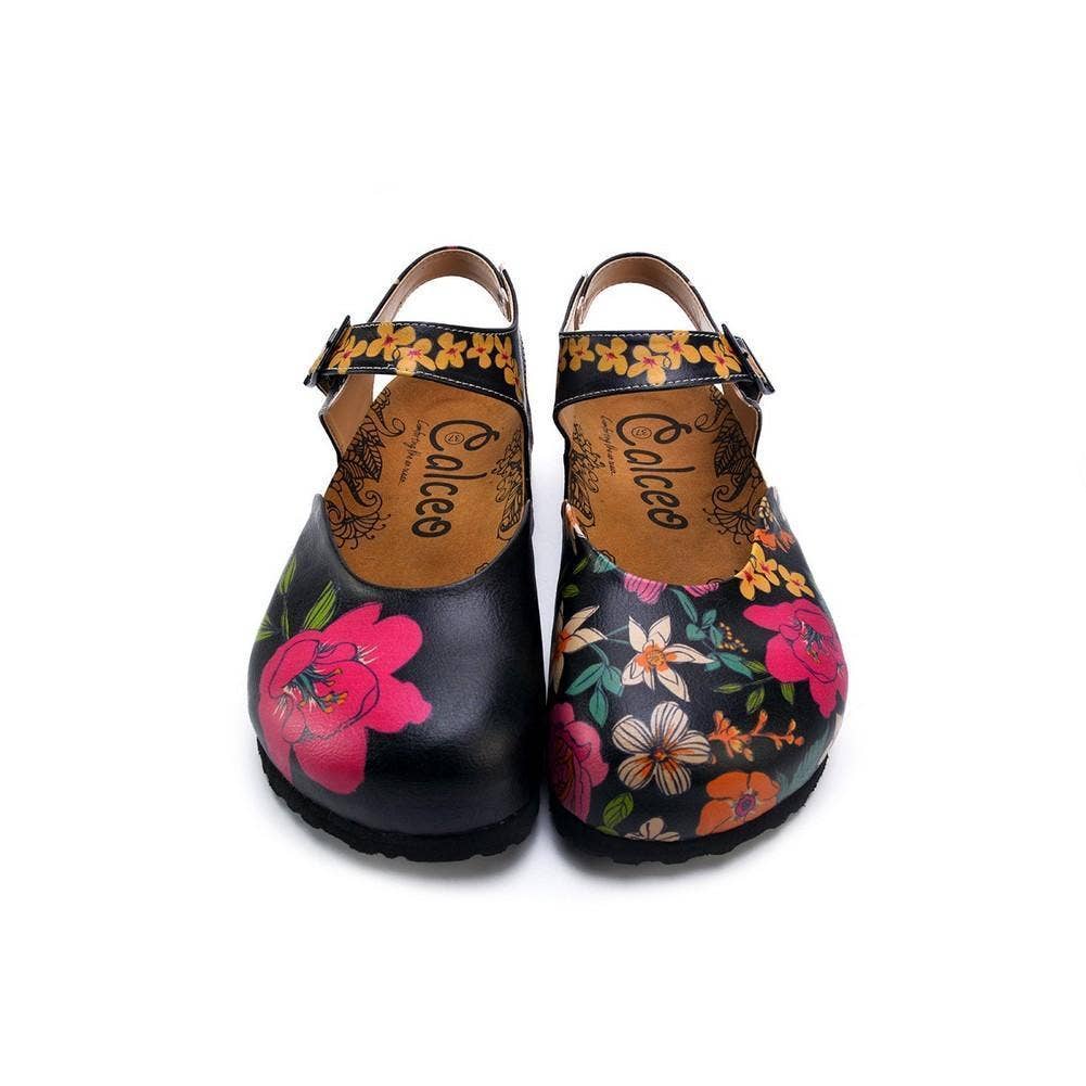 Goby - Wholesale Clogs - Women's - Roze, witte, oranje bloemen en blauwe, groene bladpatroon klompen - CAL16091