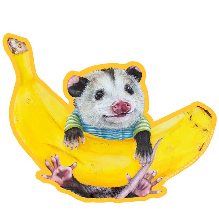 Baby B (Baby Opossum) Vinyl Sticker for wholesale by One Lane Studios