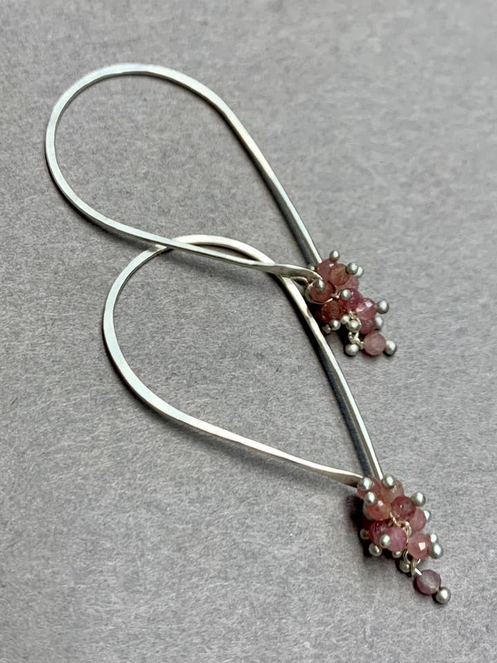XS Pink Tourmaline Tear Hoop Earrings for wholesale by YedOmi Jewelry