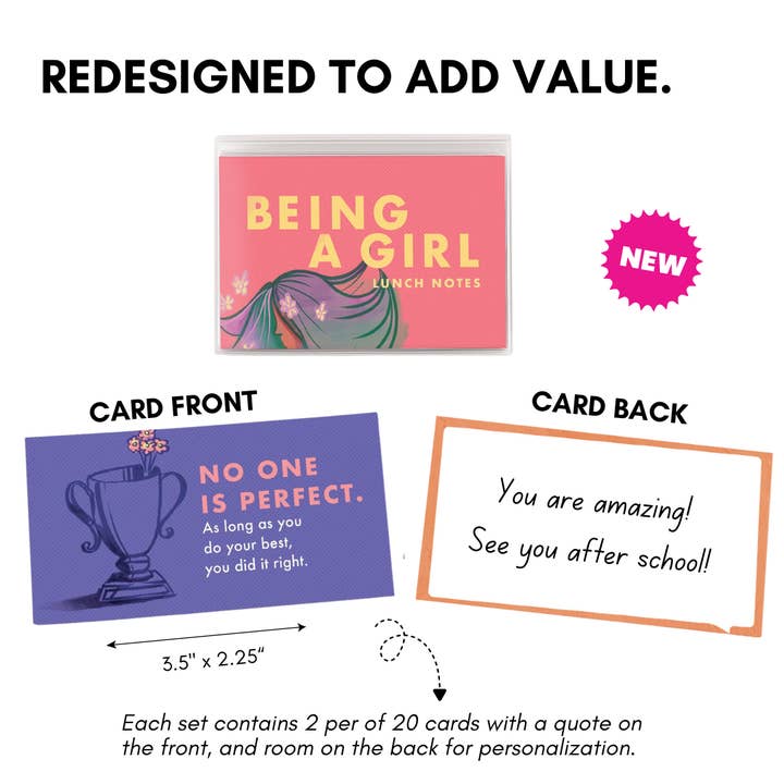 Papersalt - Wholesale Stationery/Notecard Set - Inspiring Lunch Notes for Young Girls and Kids (Boxed Set)2