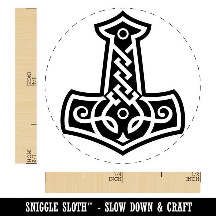 Sniggle Sloth - Wholesale Rubber/Decorative Stamp - Mjolnir Symbol Norse Viking Hammer of Thor Rubber Stamp for Stamping Crafting Planners