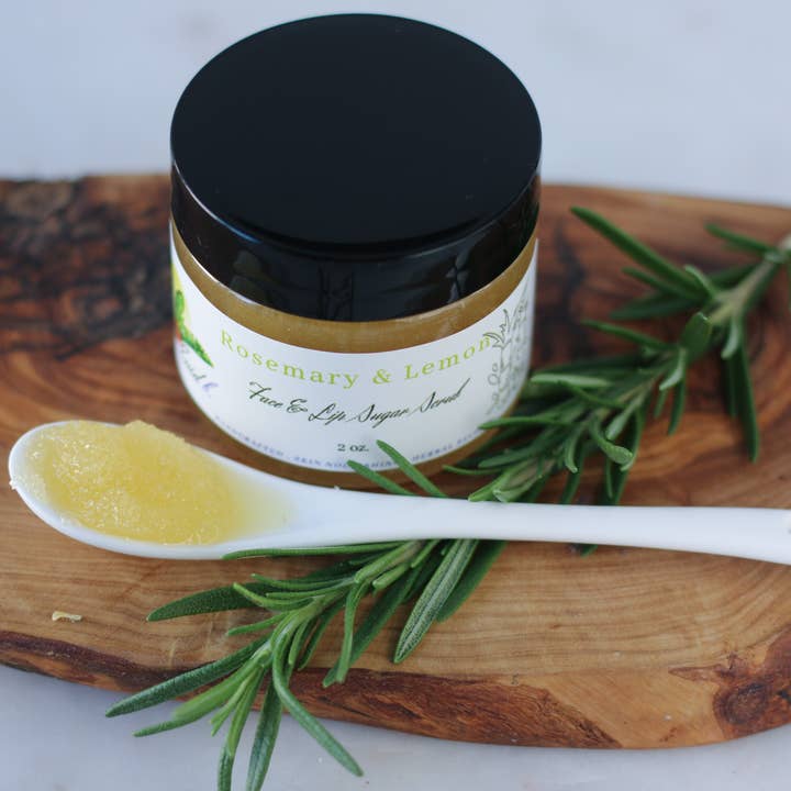 Rosemary and Lemon Face & Lip Sugar Scrub - Exfoliator for wholesale by Enid b.