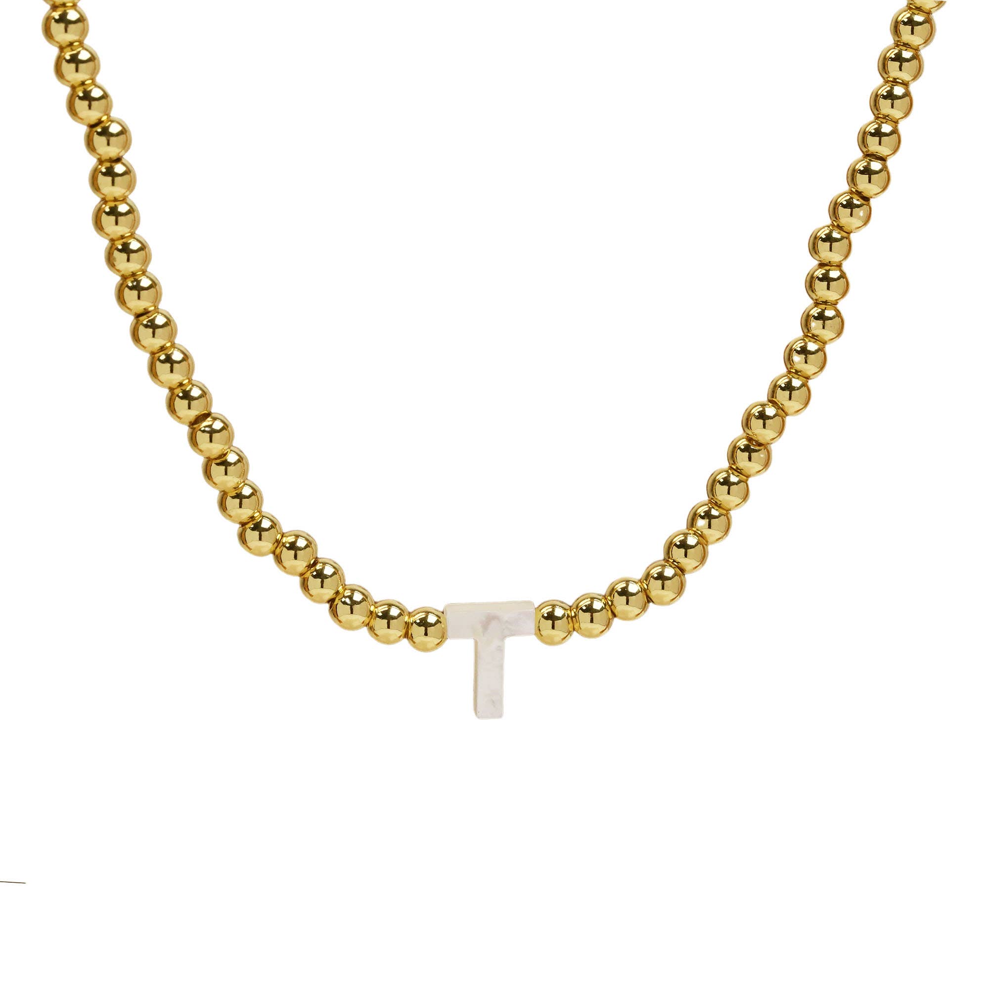 Savvy Bling – Colar pingente/pendente por atacado – Colar inicial de contas de ouro inicial de concha inicial em ouro 18K19