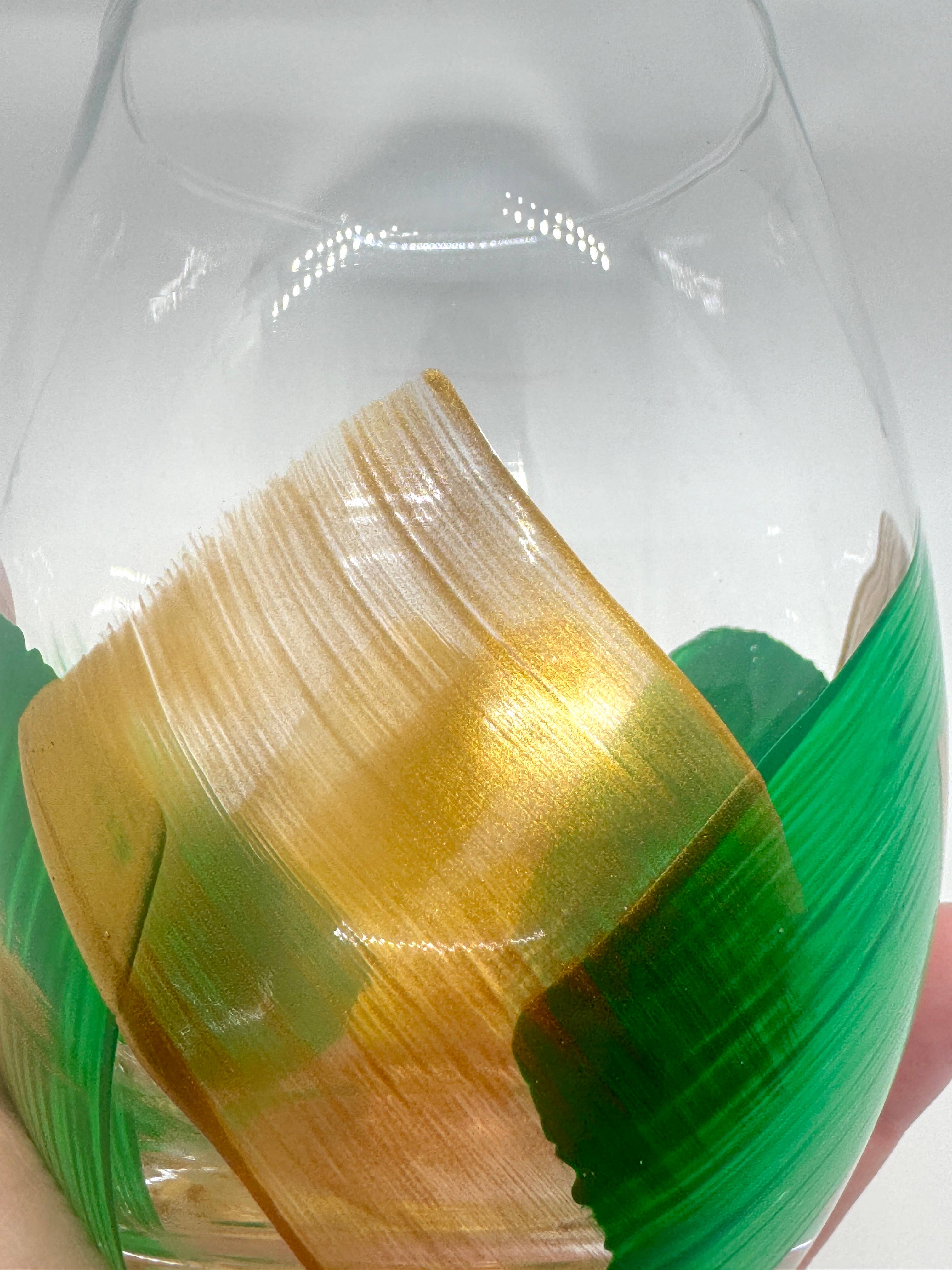 Heather Eck Artist LLC - Wholesale Wine Glass - Green Bay | U of OR | Baylor Bears | Wine Glass | Football2