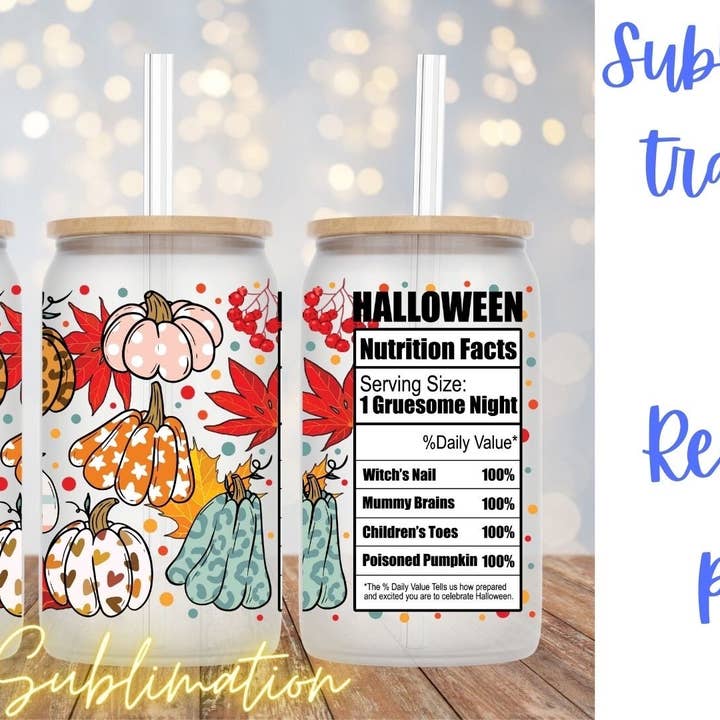 Halloween Sublimation Transfer for Glass Can Cup for wholesale by Hatch & Hug