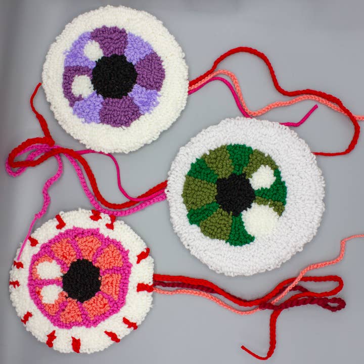 Wall Balls | Eyeball Rug | Wall-Hanging Punch Needle Tufted for wholesale by Hijinx Mixed Media