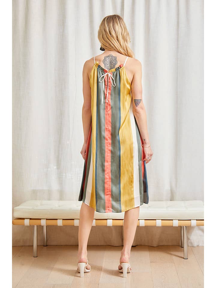 Coral Teal 20240 Multi Stripe Halter Dress for wholesale on Faire