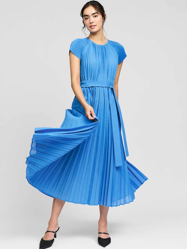 Vestido Comprido Plissado com Cinto na Cintura por atacado de Current Air