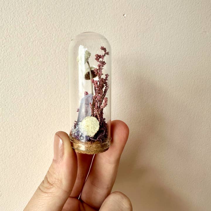 CA Studios - Wholesale Terrarium - Purple Crystal Fairy Garden Mini Glass Cloche Terrarium4