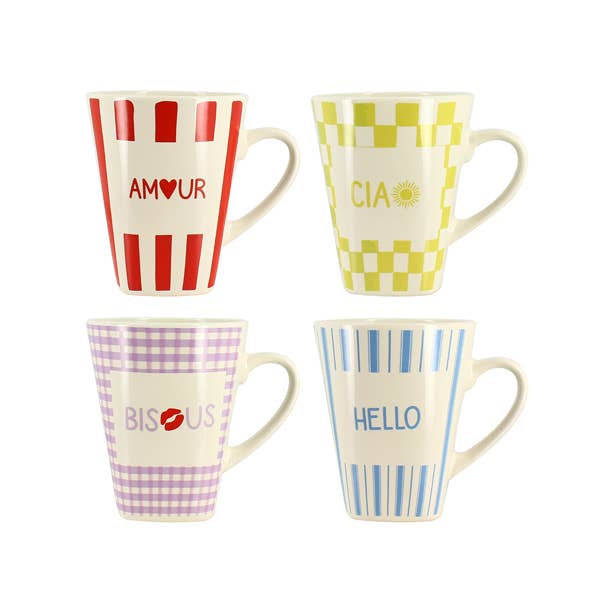 Novastyl - Vente Tasse à café - Mug ciao bello 36cl en grès 4 décors assortis0