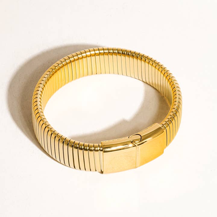 Flânerie by MAIQ - Wholesale Bangle bracelet - Christel 18K Gold Non-Tarnish Stripe Bold Bangle